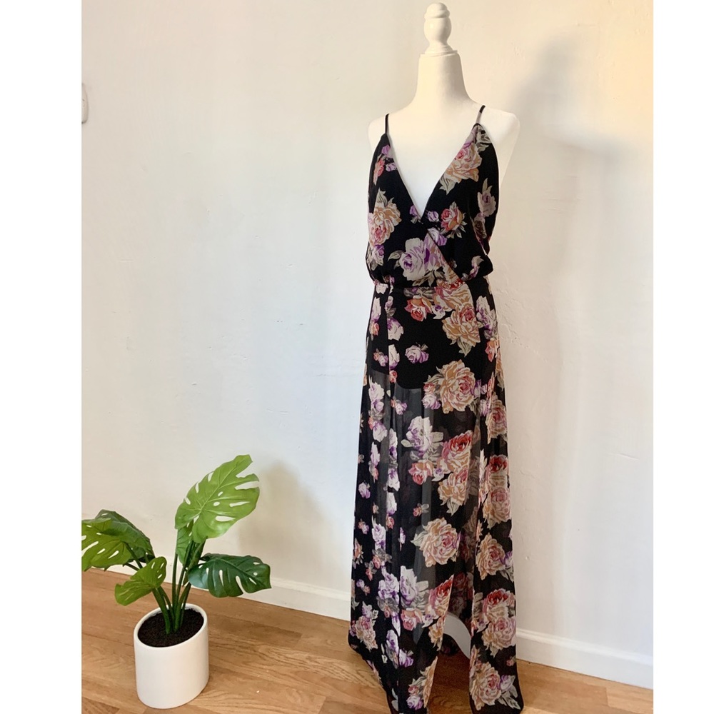 Black floral maxi dress